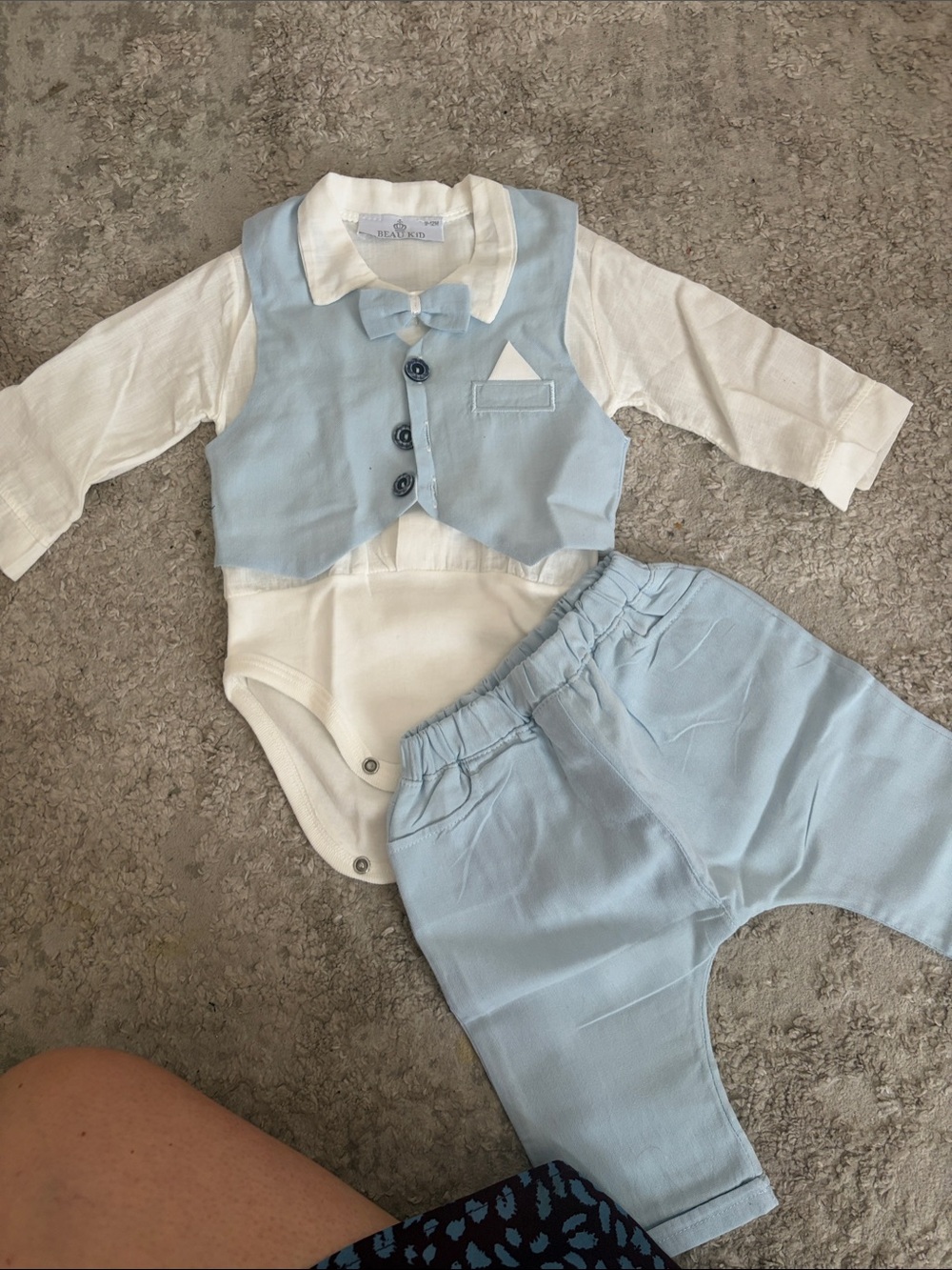 Never Wirn Baby Light Blue & White Formal Two-Piece Matching Set